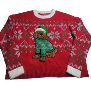 Blizzard Bay Dog Ugly Christmas Sweater Holiday Red Women's Large